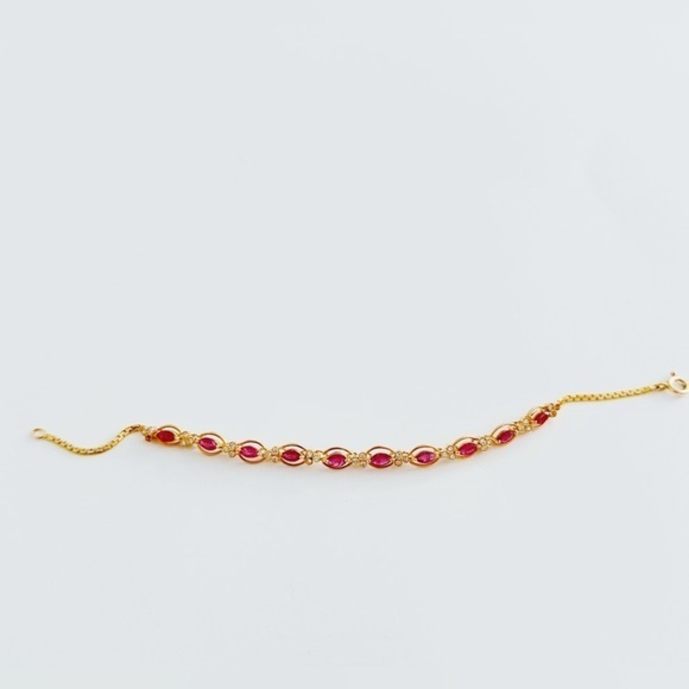Marquise Ruby Bracelet in 14kt Yellow Gold with Diamonds​